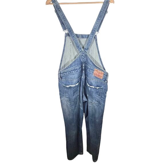 Lucky Brand Denim Boyfriend Distressed Overall Jeans Size Medium - Picture 8 of 15